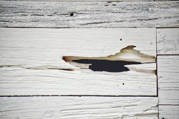 Pared Madera Blanca Con Agujero —  Fotos de Stock