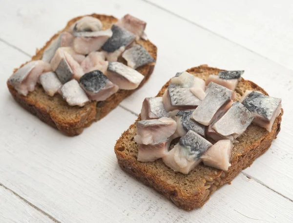 Open Sandwich Salt Herring — Stock Photo, Image