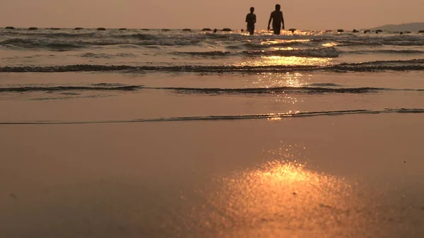 Hermosa Playa Puesta Sol Colores Dorados — Foto de Stock