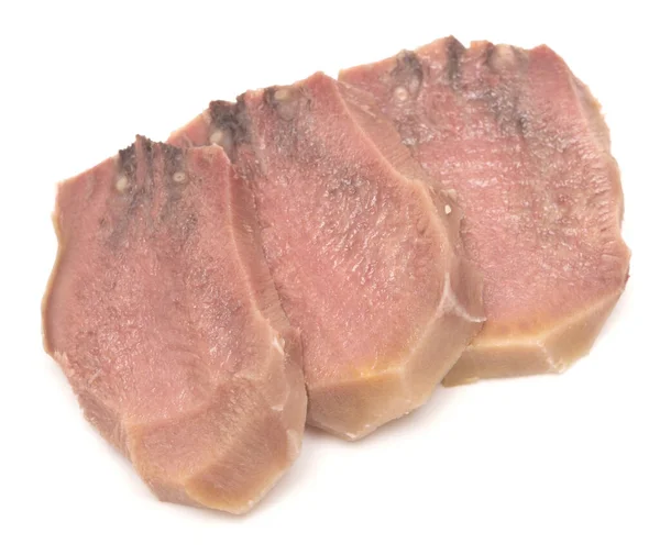 Sliced Beef Tongue Isolated White Background — Stock Photo, Image