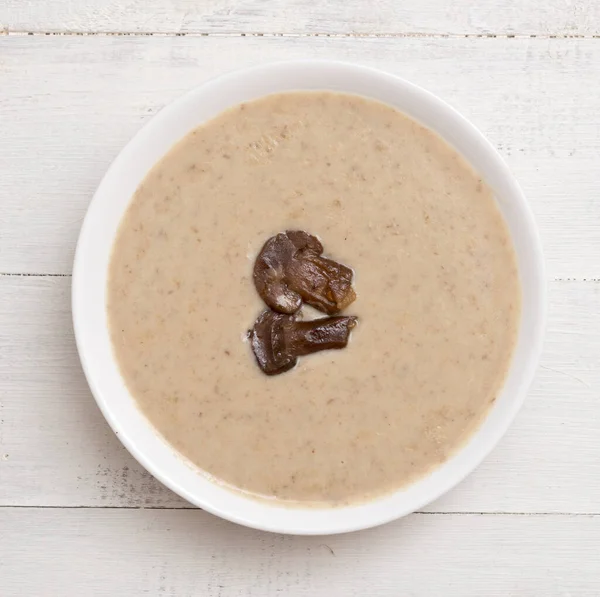 Mushroom Cream Soup Wooden Table — Stock Photo, Image