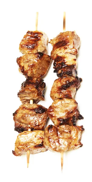 Pork Kebabs Isolated White Background — Stock Photo, Image