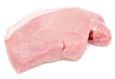 Beyaz arka planda bir parça domuz eti