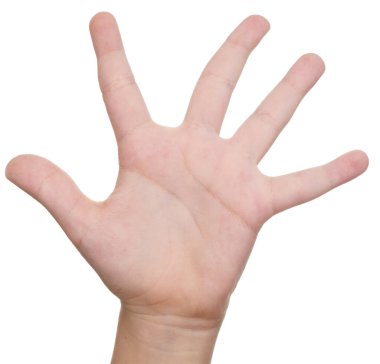 Beyaz arkaplanda izole edilmiş çocuk eli