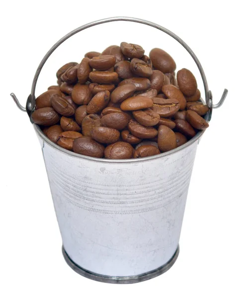 Coffee Beans Bucket Isolated White Background — Stock Photo, Image