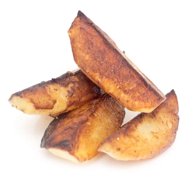 Fried Potato Wedges Isolated White Background — Stock Photo, Image