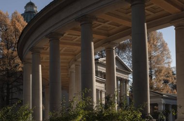 Müze-Emlak Arkhangelskoye Tapınağı kabirde mimari ayrıntıları. Krasnogorsk şehir, Moscow region. 21 Ekim 2015