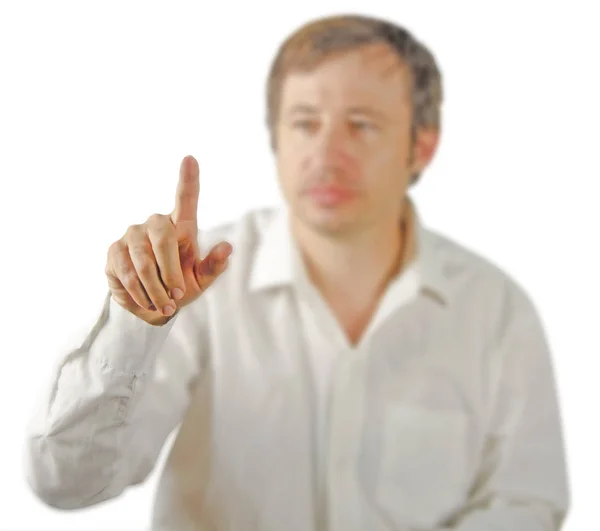 Man Pointing Virtual Screen — Stock Photo, Image