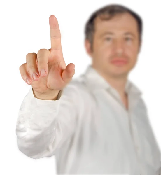 Man Pointing Virtual Screen — Stock Photo, Image