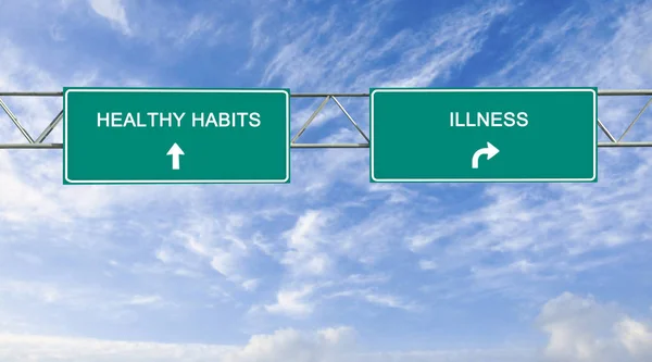 Road Sign Healthy Habits Illnesss — Stock Photo, Image