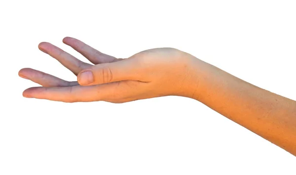 Vrouw Handen Witte Achtergrond — Stockfoto