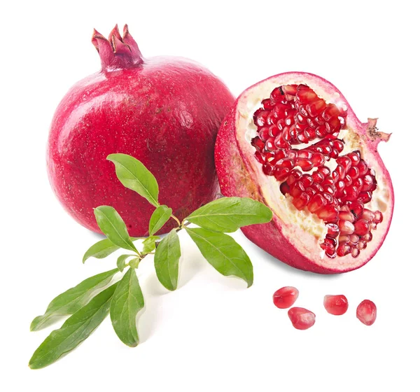 Pomegranate Fruit Twig Isolated White Background — Stock Photo, Image