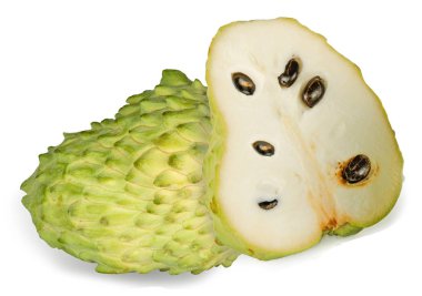 Beyaz arka plan üzerinde izole soursop bölümler 