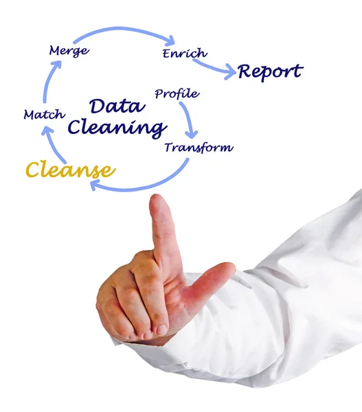 Man presenterar data rengöring process — Stockfoto