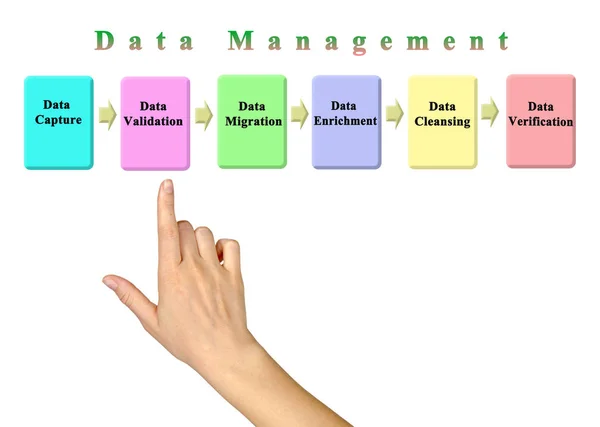 Zes stappen van Data Management — Stockfoto