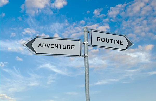 Direction Road Sign Adventure Route — Stock Photo, Image