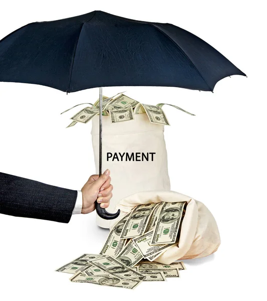 Umbrella Protecting Bag Payment — Stock Photo, Image