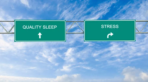 Road Signs Qualuty Sleep Stress — Stock Photo, Image