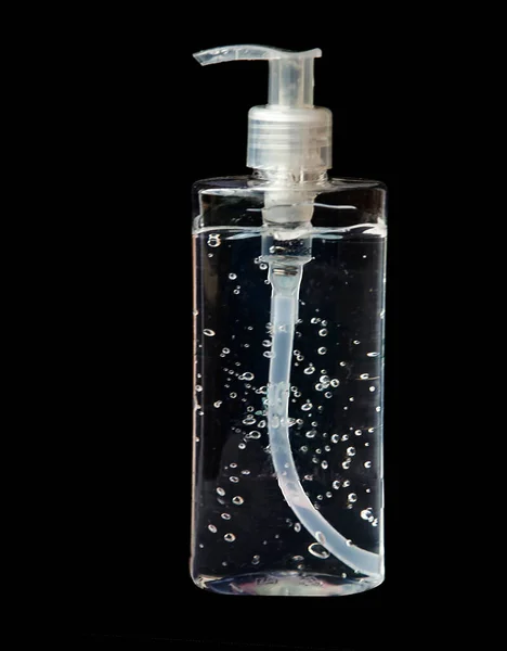 Hand Sanitizer Isolated Black Backgound — Stock Photo, Image