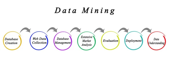 Tujuh Komponen Data Mining — Stok Foto