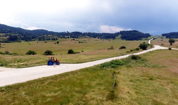 Route Sur Les Terres Agricoles Bulgarie Vue Aérienne Sur Drone — Photo