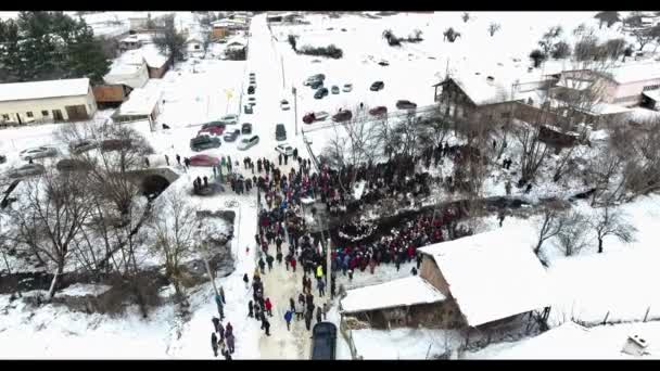 Luchtbeelden Van Rustige Winter Landschap — Stockvideo