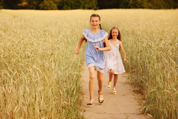 Young girl in the yellow field — Stock Photo, Image