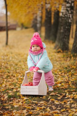 Park sonbaharda hasat ile küçük kız