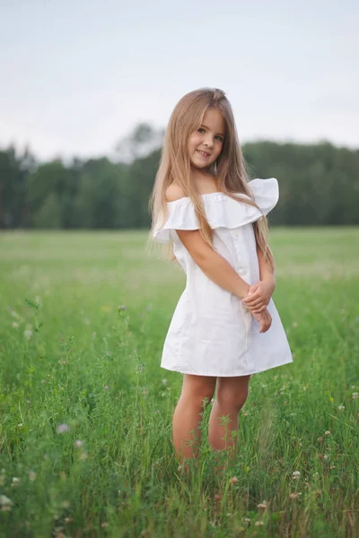 Gelukkig meisje met lange haren — Stockfoto