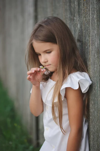 Happy little girl with long hair — Stock Photo, Image