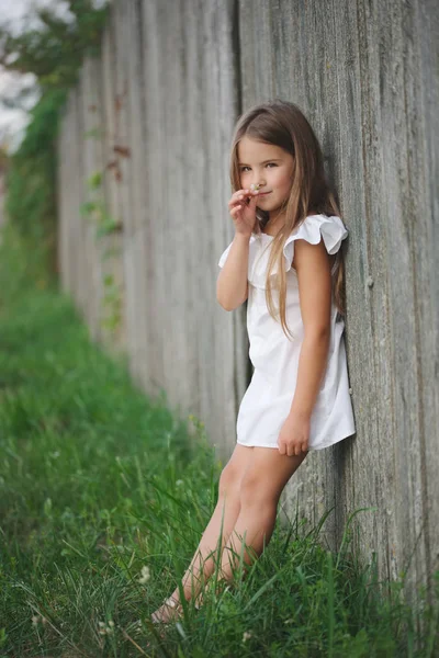 Šťastná holčička s dlouhými vlasy — Stock fotografie
