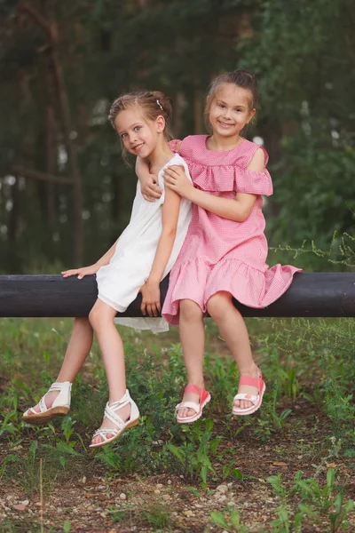 Beste gelukkige vrienden spelen in Summer Park — Stockfoto