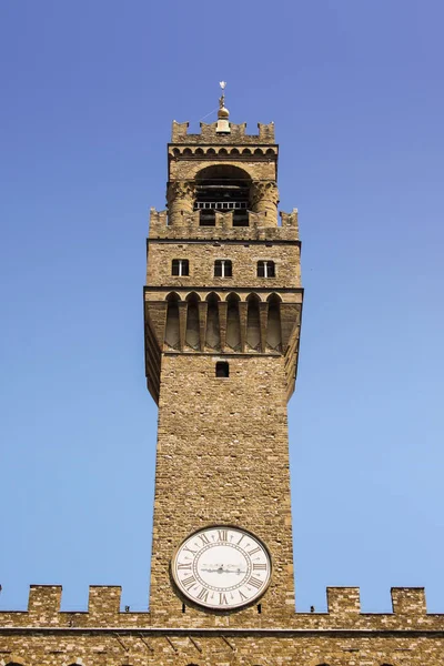 Detail Věže Palazzo Vecchio Staré Radnice Firenze Toscana Itálie — Stock fotografie