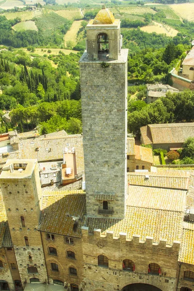 Grandes Tours Dans Petite Ville Médiévale San Gimignano Toscane Italie — Photo