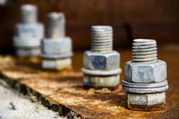 Four silver screws — Stock Photo, Image