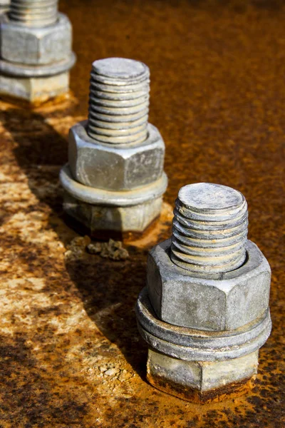 Four silver screws — Stock Photo, Image