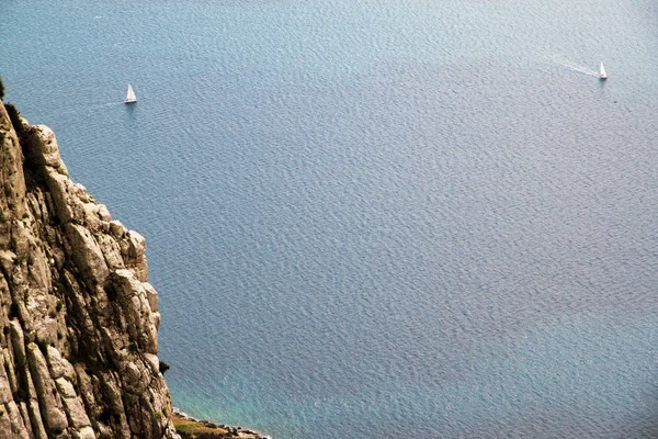 Top view of sailing boats