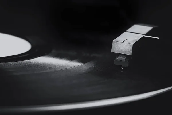 Makro Staré Vinyl Gramofon Černé Bílé — Stock fotografie