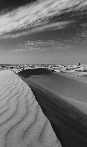 Landscape Sand Dunes Clouds Wind Pattern Artistic Conversion — Stock Photo, Image