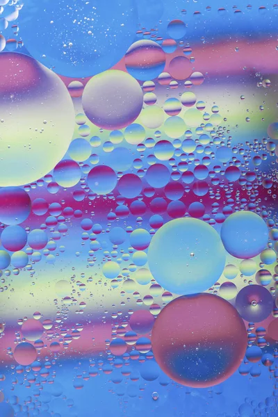Olej Krople Wody Makra Kolorowym Tłem — Zdjęcie stockowe
