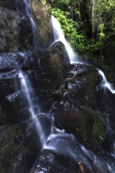 Landscape Small Waterfall Cascading Rock Long Exposure — Stock Photo, Image