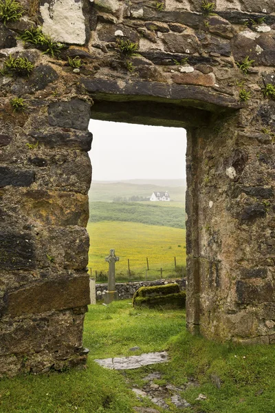 Ruiny Hřbitov Cill Chriosd Ostrově Skye Mlze — Stock fotografie