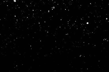 Kar fırtınası doku. Siyah arka plan, ışıkları bokeh vurdu kar taneleri havada uçan