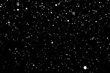 Kar fırtınası doku. Siyah arka plan, ışıkları bokeh vurdu kar taneleri havada uçan