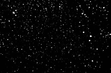 Kar fırtınası doku. Siyah arka plan, ışıkları bokeh vurdu kar taneleri havada uçan