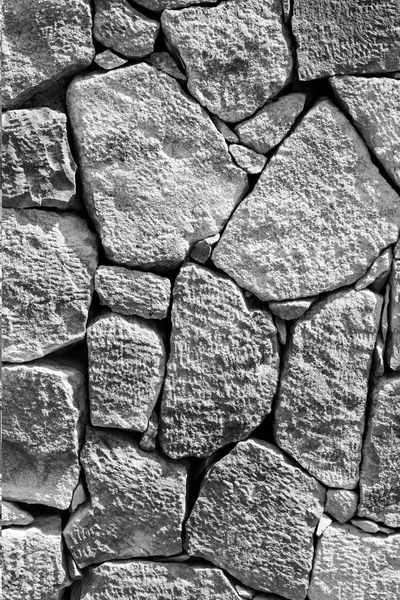 Stone Paving Fence Wall Black White — Stock Photo, Image