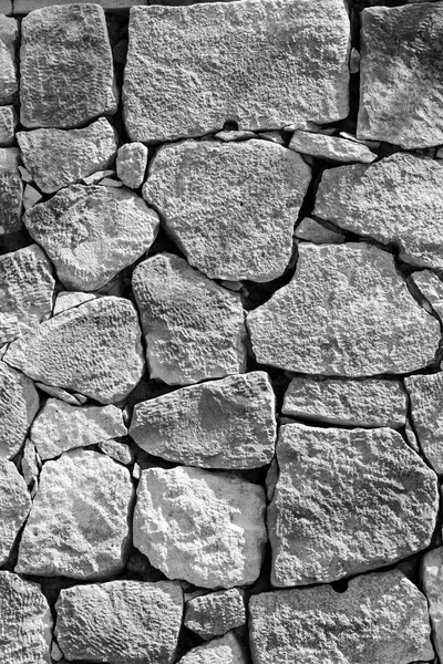 Stone Paving Fence Wall Black White — Stock Photo, Image