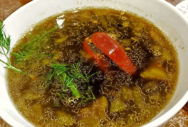Supă Supă Ceai Carne Piper Masă — Fotografie, imagine de stoc