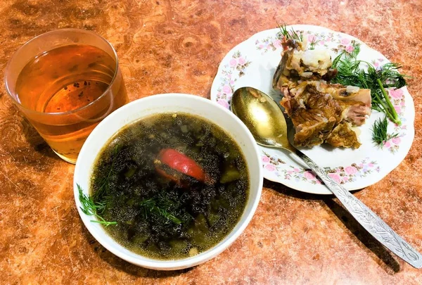 Zupa Rosół Mięsa Pieprz Posiłek Herbaty — Zdjęcie stockowe