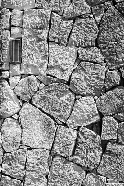Stone Útburkoló Kerítés Fal Fekete Fehér — Stock Fotó